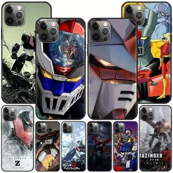 Чехол с рисунком аниме для Apple Iphone 11 13 12 Mini 14 Pro Max Xr 7 8 +Se 2020 Xs 6 6s Plus 5 5S, черный силиконовый чехол для телефона Mazinger Z iPhone 13