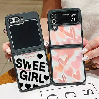 Чехол с рисунком бабочки Love Hearts для Samsung Z Flip6 Flip5 Flip4 Tpu Hybird акриловый жесткий тонкий прозрачный складной чехол для телефона Samsung Z Flip6 чёрный