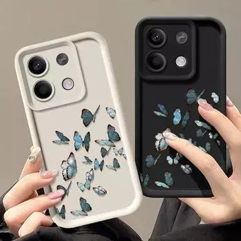 Чехол с рисунком бабочки, однотонный, для Xiaomi 14t 13t Poco X6 X5 F6 Pro Redmi Note 14 13 12 11 10 Pro, противоударный, мягкий, силиконовый, защитный чехол для объектива Xiaomi 14T чёрный