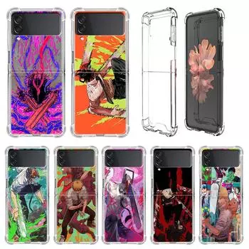 Чехол с рисунком бензопилы и человека для Samsung Galaxy Z Flip 3 4 5g Funda Z Flip3, прозрачный жесткий противоударный чехол для ПК, чехол для телефона Samsung Z Flip 5G