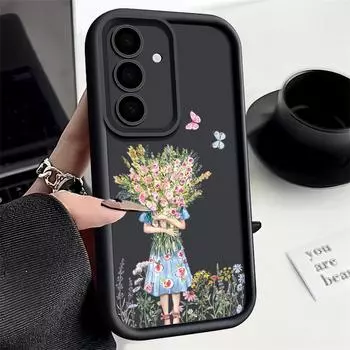 Чехол с рисунком девушки для Samsung S25 S24 S22 Ultra Plus S23 S21 S20 Fe A55 A54 A53 A52 A34 A15 5g противоударный силиконовый мягкий чехол Samsung S24 кофейный