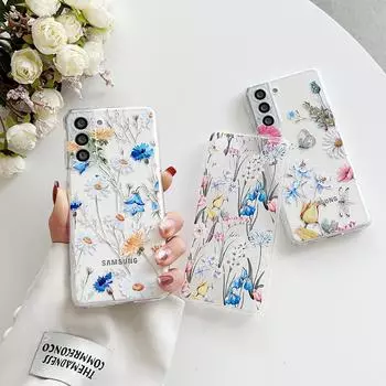 Чехол с рисунком из мультфильма, цветов и животных для Samsung Galaxy S22 Ultra S21 S20 Plus Fe Note 20 A53 A52 S, прозрачный мягкий силиконовый чехол For Galaxy A72 5G