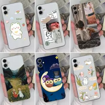 Чехол с рисунком из мультфильма для Samsung M35 A16 A26 S25 Plus Ultra S25Ultra S24 FE A06 A36 A56 F14, милый кот, сова, новый прочный силиконовый защитный чехол для Samsung Samsung A06
