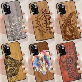 Чехол с рисунком из натурального бамбука для Xiaomi Redmi Note 11 Pro, чехол для Redmi Note 10 Pro 8 9 10S 9S 9A 9C 9T, чехлы Redmi 7