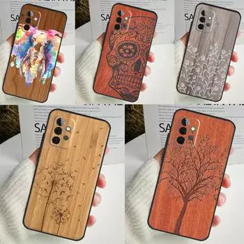 Чехол с рисунком из натурального бамбука и дерева для Samsung Galaxy A54 A34 A14 A13 A33 A53 A12 A32 A52 A71 A51 A15 A25 A35 A55 Samsung A42 5G