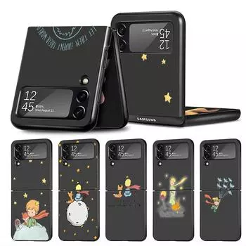 Чехол с рисунком «Маленький принц» для Samsung Galaxy Z Flip 3 4 5G, черный жесткий корпус для телефона из ПК Z Flip4, роскошный чехол в виде ракушки Samsung Z Flip 5G