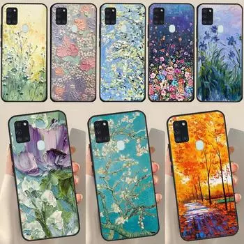 Чехол с рисунком маслом в стиле бохо-цветок для Samsung Galaxy A34 A54 A14 A12 A52 A22 A32 A42 A72 A13 A33 A53 A50 A51 A71 Coque Samsung A12