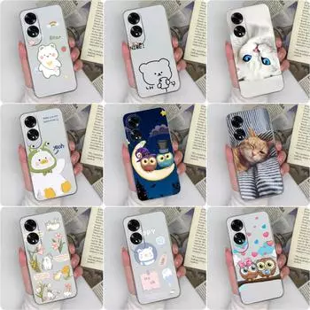 Чехол с рисунком милого кота и совы из мультфильма для OPPO Realme C63 C61 4G Reno12 Pro A59 5G A60, чехол с защитой от падения, мягкие силиконовые прозрачные чехлы для телефонов, чехол для OPPO Oppo A60 4G