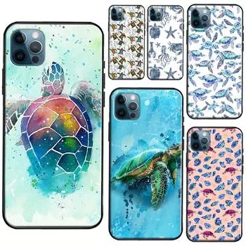 Чехол с рисунком милых черепах для iPhone 13 11 14 Pro Max 12 mini, полный чехол для iPhone XR XS Max X 7 8 Plus SE 2020 iPhone 6 6s