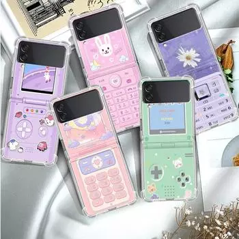 Чехол с рисунком панели мобильного телефона с рисунком для Samsung Galaxy Z Flip 3 4 5g Funda Z Flip3, прозрачный жесткий противоударный чехол для телефона Samsung Z Flip 5G