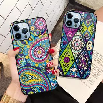 Чехол с рисунком пейсли для Iphone 14 13 11 12 Pro Max Mini Xs Xr X 7 8 6s Plus Se 2022, чехол из закаленного стекла, чехол, чехол For iPhone 14 Pro