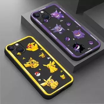 Чехол с рисунком покемона Пикачу для Apple iPhone 14 13 11 12 Pro 7 XR X XS Max 8 Plus 6 6S SE 2022 13Pro черный мягкий чехол для телефона iPhone 14 Plus