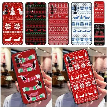 Чехол с рисунком рождественского свитера с изображением таксы для Samsung Galaxy A33 A32 A52 A53 A50 A51 A71 A13 A23 A73 A12 A22 A21S A52S Shell Samsung A70