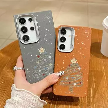 Чехол с рисунком рождественской елки для телефона Magsafe для Samsung S24 FE S23 Ultra S22 A55 A16 A35 A54 TPU мягкий матовый противоударный магнитный чехол для телефона Samsung S24 FE чёрный