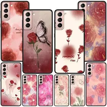 Чехол с рисунком розы для Samsung Galaxy S20 FE S22 S23 Ultra S21 S10 Lite S9 S8 Plus S7 Edge, черный, мягкий силиконовый чехол для телефона Samsung S7