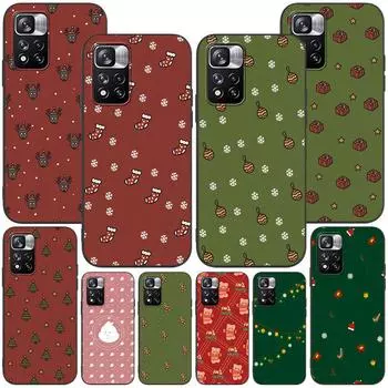 Чехол с рисунком «С Рождеством» для Xiaomi Redmi Note 11 10S 8T 10 12 Pro Plus 11T 8 9 11E 11S 5 9S 7, мягкий черный чехол из ТПУ для телефона Redmi Note 5 Pro