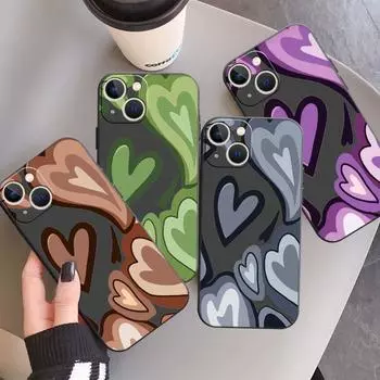 Чехол с рисунком сердца любви для Apple Iphone 11 14 13 12 Pro 7 Xr X Xs Max 8 Plus 6 6s Se 2022 14pro Max, черный мягкий чехол для телефона iPhone 12 Pro