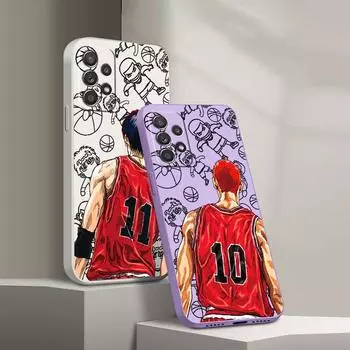 Чехол с рисунком Slam Dunk для Samsung Galaxy A13 A12 A73 A52s A13 A32 A33 A72 A22 A52 A53 A42 A23, роскошный матовый квадратный жидкий чехол Samsung A13 5G