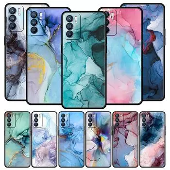 Чехол с рисунком в виде цветка из мрамора для Oppo Reno8 Reno7 Reno6 Pro A54 5G Find X6 X5 A53 A52 A9 A15 A95 A17 A16 A76 A74 A57 A31 Oppo A54 5G