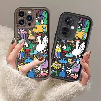 Чехол с рисунком в виде забавных граффити и принтом, гибкий мягкий силиконовый чехол TPU, полная задняя крышка для iPhone Samsung iPhone 5 чёрный