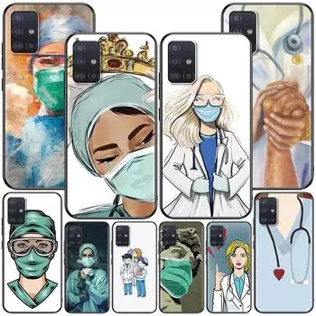 Чехол с рисунком врача и медсестры для Samsung Galaxy A12 A52 A51 A32 A21s A71 A02s A32 A31 A72 A22 A11 A41 A02 A42, черный чехол Samsung A01