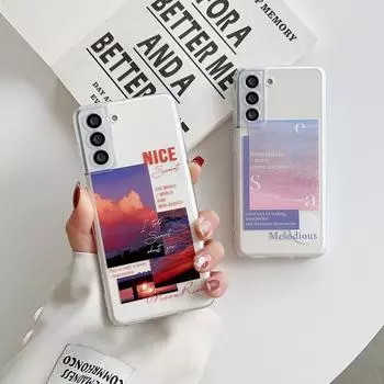 Чехол с рисунком «Закатный пляж» для Samsung Galaxy S22 Ultra S21 S20 Plus Fe Note 20 10 A53 A52 S A32, прозрачный мягкий силиконовый чехол For Galaxy S22