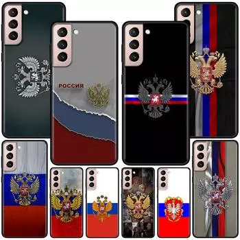 Чехол с российским флагом для Samsung Galaxy S20 FE S21 S22 Ultra S10 Plus S9 S8 S10e S7 Edge, силиконовый чехол, черный мягкий чехол для телефона Samsung S7