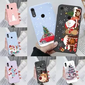 Чехол с рождественским лосем для Huawei Y6 2019 с силиконовым чехлом с отверстием, мультяшные подарки, чехол со снеговиком и Санта-Клаусом для Huawei Y6, 2019, бампер Y6 2019 with hole