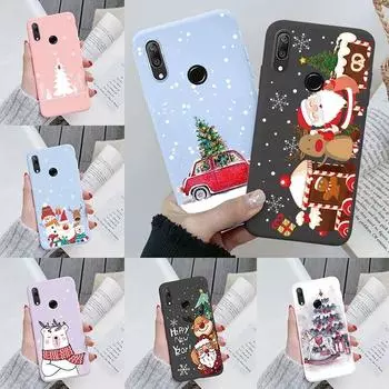 Чехол с рождественским лосем Huawei Y7 Prime Y7 2019 Силиконовый чехол с изображением мультфильмов, подарков, снеговика, Санта-Клауса, чехол для Huawei Y7 2019, противоударный защитный чехол-бампер Huawei Y7 2019