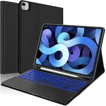 Чехол с сенсорной клавиатурой с подсветкой для iPad Air 4 10,9 8th 9th 10.2 Pro 11 2021 Air 3 10,5 9,7, чехол с держателем для карандашей, Funda Keyboard for iPad 10.5 inch