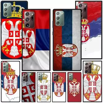 Чехол с сербским флагом для Samsung Galaxy Note 20 Ultra 10 Lite 9 8 A53 A52 S23 S22 S21 FE S20 Plus, силиконовый черный чехол для телефона Samsung Note 20