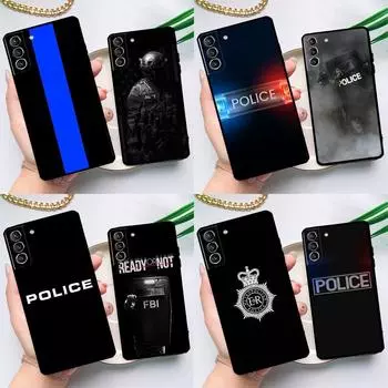 Чехол с символом полиции для Samsung Galaxy S23 S22 S21 Ultra S20 FE S9 S10 Note 10 Plus Note 20 Ultra, полное покрытие Galaxy S20