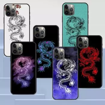 Чехол с татуировкой дракона для Iphone 14 11 13 Pro Max 12 Mini Xr 7 8 Plus Se 2020 Xs 6 6s + чехол, черный мягкий чехол для мобильного телефона iPhone 12
