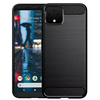 Чехол с текстурой из матового материала для Google Pixel 4, силиконовые чехлы для pixel 4, роскошный чехол для телефона из мягкого углеродного волокна TPU Pixel 4 чёрный