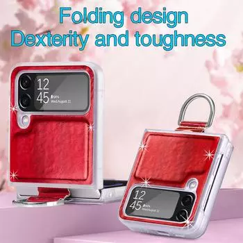 Чехол с точным вырезом для защиты от падения для Samsung Galaxy Z Flip4 Flip 4 5g Flip3 Flip 3 Finger Ring Color Phone Bag for Samsung Z Flip 3 серый