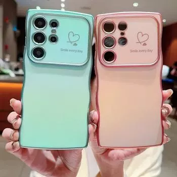 Чехол с волнистым покрытием Love Heart для Samsung S25 S24 S22 Plus Ultra S23 Fe, противоударный, мягкий, из ТПУ, задняя крышка Samsung S24 синий