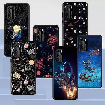 Чехол с забавным космическим космонавтом для Huawei P30 P Smart Z P40 Lite E P20 Y6 Y7 Y9 Honor 8X Play 9A 50 20 Pro, черный мягкий чехол Huawei P30