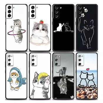 Чехол с забавным мультяшным рисунком кота и милым животным рисунком для Samsung Galaxy S21 S22 S20 S 21 Ultra FE Plus S7 S8 S9 Plus Lite, чехлы Samsung S7
