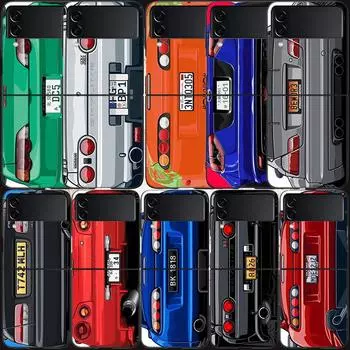 Чехол с задним фонарем автомобиля японского аниме Initial D для Samsung Galaxy Z Flip 3 Flip 5 4 5G, черный жесткий чехол для мобильного телефона Samsung Z Flip 5 5G Samsung Z Flip 5 5G
