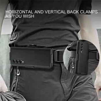 Чехол с задним зажимом для ремня, чехол для Samsung Galaxy Z Fold 3, 5G, полная защита на 360°, противоударный чехол для телефона, чехлы For Z Fold 3 5G чёрный