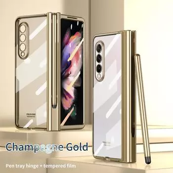 Чехол с защитной пленкой для стекла, чехол с полным покрытием для Samsung Galaxy Z Fold 3 Fold3 5g Fold2 Fold 2 S, держатель для ручек, покрытие покрытия for Galaxy Z Fold 3 чёрный