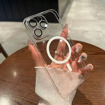 Чехол с защитой объектива для iPhone 15, 14, 13, 12, 11 Pro Max 14 Plus, магнитный прозрачный акриловый чехол с беспроводной зарядкой Magsafe For iphone14Promax