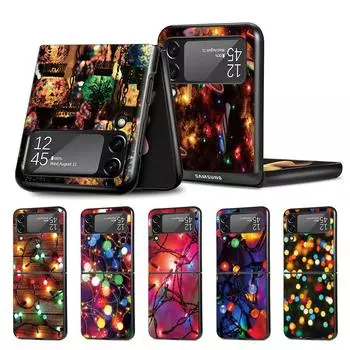 Чехол с зимними огнями для Samsung Galaxy Z Flip3 5G Flip4, черный жесткий чехол для мобильного телефона Z Flip 3 4, роскошный чехол из ПК Zflip3 Coque Samsung Z Flip3 5G