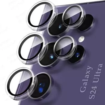 Чехол Samsang S24 Ultra, задняя HD-камера, Защитная пленка для Samsung Galaxy S24 Ultra Plus S24 + S 24 5G, заднее стекло, кольцо, аксессуары для объектива For Samsung S24 чёрный