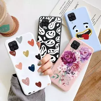 Чехол Samsung Galaxy A12 5G M12 F12 Мягкий мультяшный милый защитный чехол Противоударный чехол с цветком-бабочкой Samsung A12 Защитные красивые цветочные сумки Samsung A12 5G