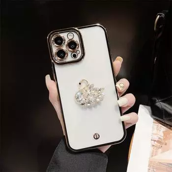 Чехол Samsung S21 Ultra с золотым краем: Роскошный дизайн «Лебедь» со стразами для максимальной защиты и стиля. Samsung S22ultra