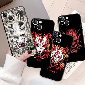 Чехол Samurai Oni Mask для Apple Iphone 11 13 14 12 Pro Max 7 8 Xr X 6 5 5S Se 2022 13promax Черный силиконовый чехол для телефона iPhone 14 Pro