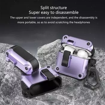 Чехол Secure Lock для AirPods 4 с активным шумоподавлением и противоударным защитным чехлом-брелком белый