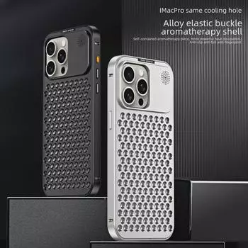 Чехол-сетка для ароматерапии с рассеиванием тепла для iPhone 13-16, iPhone 14/15 Pro, защитный корпус из алюминиевого сплава iPhone 15
