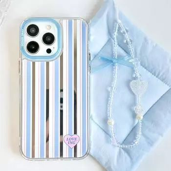 Чехол-шнурок для телефона с защитой от кражи, совместимый с iPhone15, 14, 13, 12, 11, promax, xsmax, xr, 7, 8plus, элегантные синие полосы 15PLUS